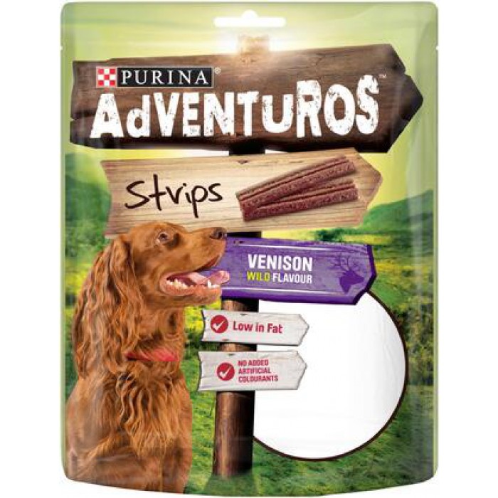 AdVENTuROS 90g Strips metsäkauriin makuinen makupala koiralle