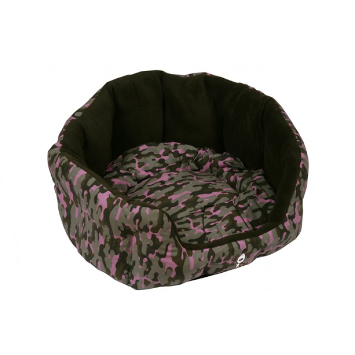 Camouflage Oval Bed - pinkki