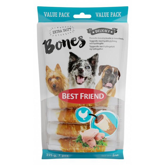 BF Bones 225g 7kpl pururulla kanatäytteellä ja -fileellä