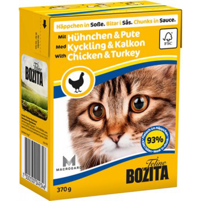 Bozita Feline Kana ja kalkkuna kastikkeessa 370g