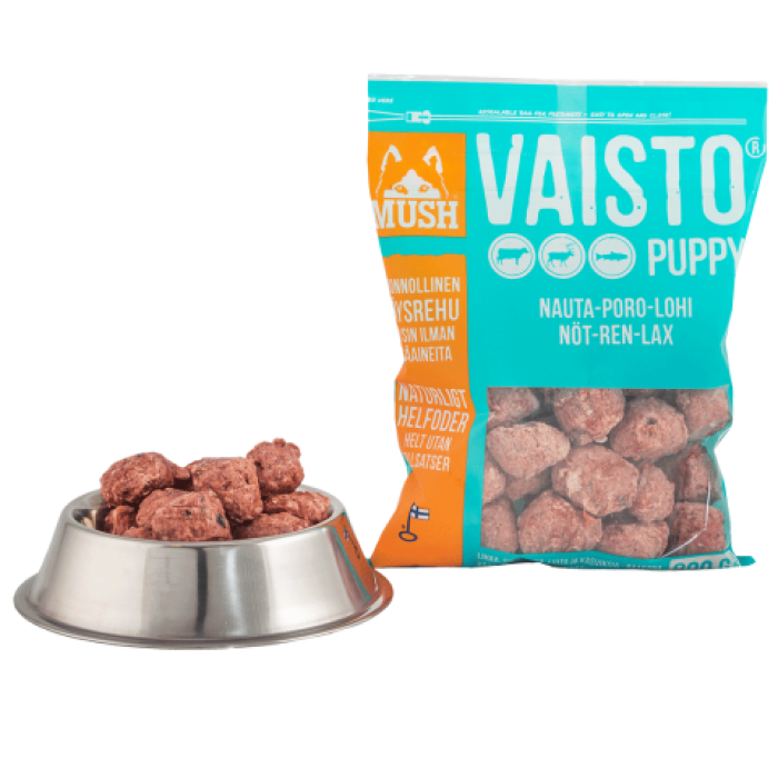 Mush BARF Vaisto Jäänsininen Nauta-Poro-Lohi-ateria (Pup) 800g