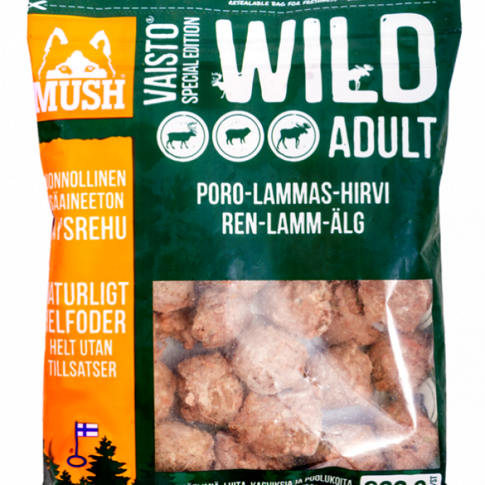 Mush BARF Vaisto Wild Tummanvihreä Poro-Lammas-Hirvi-ateria 800g